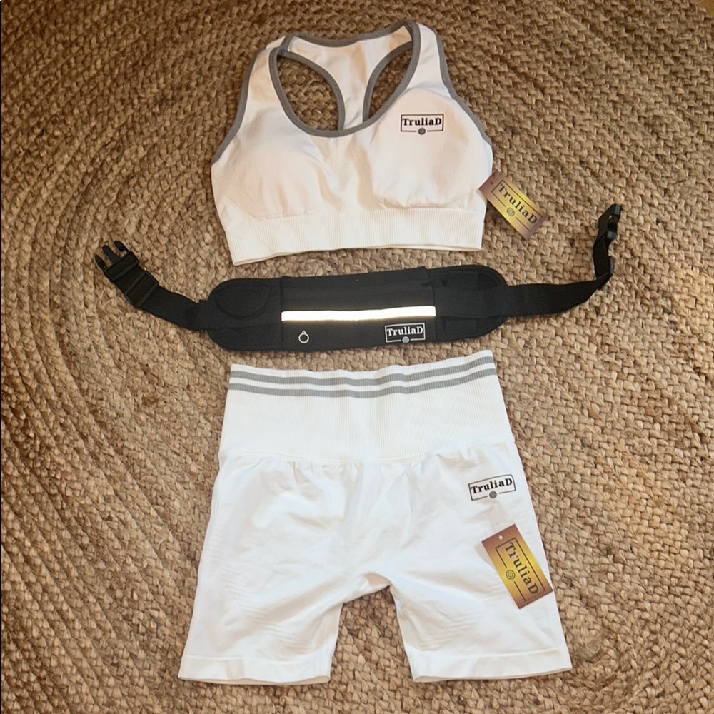 Truliad White and Gray Sports Set with waist pack